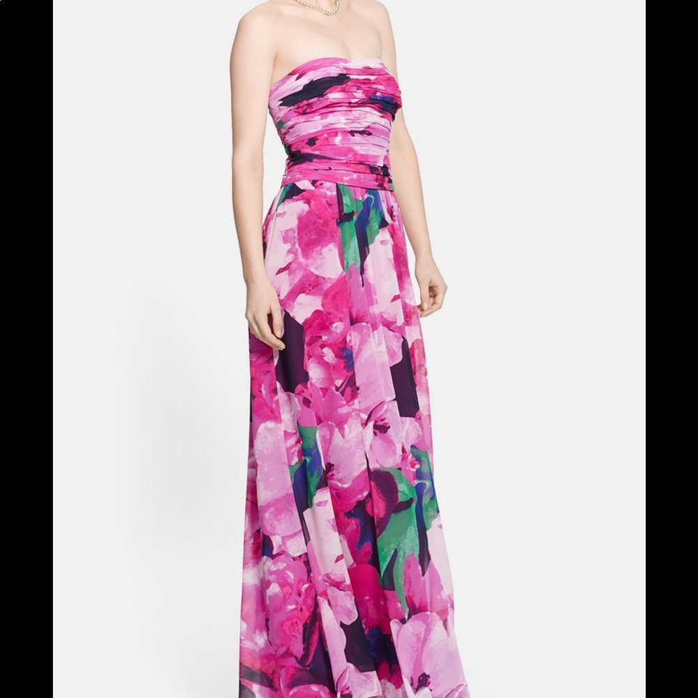 Ralph Lauren Floral Georgette Strapless Gown